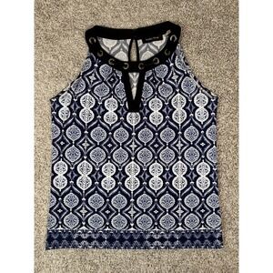 Ivanka Trump Geometric Print Tank Top Size‎ S Blue Sleeveless Casual
